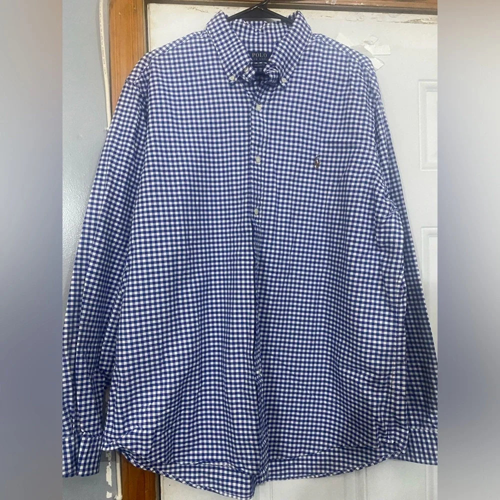 Polo by Ralph Lauren Blue and White Gingham Button-Down Shirt